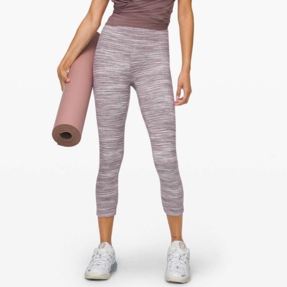 Lululemon Purple Space Dye Herringbone Align Crop 21" Athletic Leggings Size 6 - Picture 1 of 12